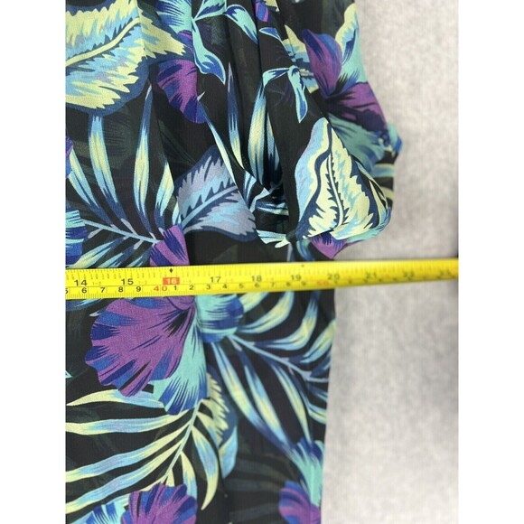 Colleen Lopez Blouse Womens Small Blue Floral Sheer Kimono Flowy Summer Vacation - Picture 7 of 14